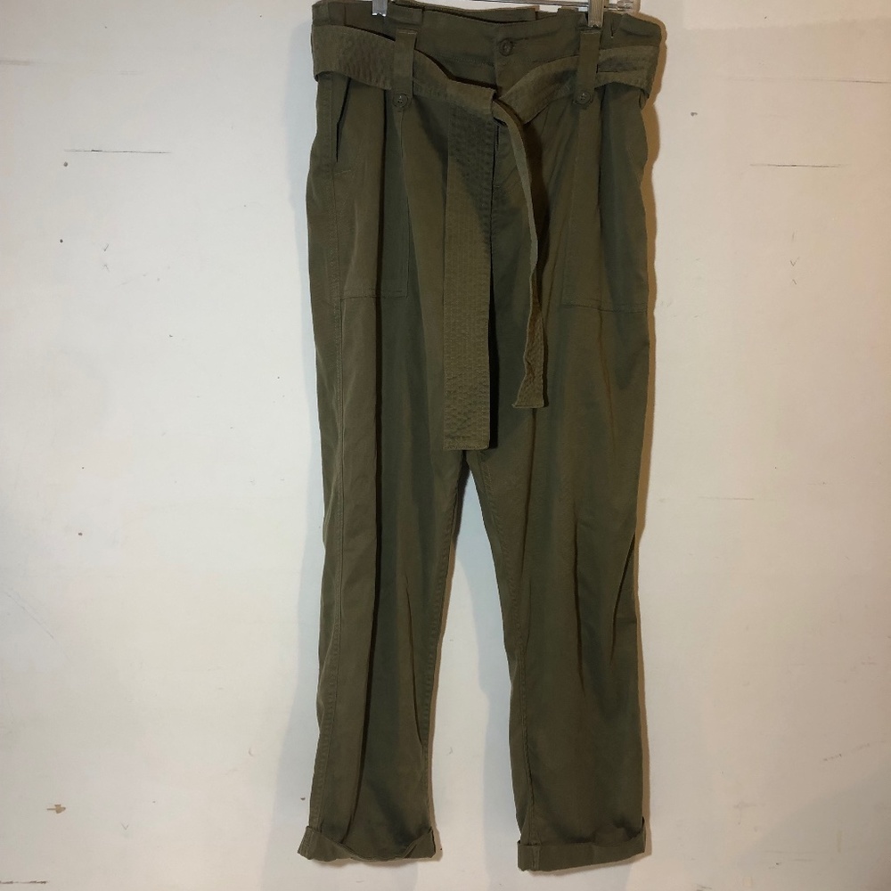 Topshop Belted High Waisted Pants Olive green